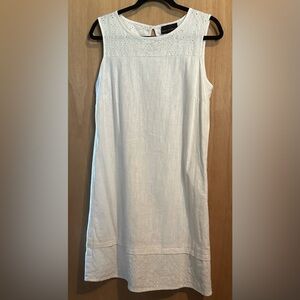 White Linen Eyelet Shift Dress Dana Buchman